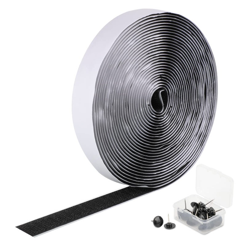 MAGZO Self Sticky Hook & Loop Tape 22 FT x 0.78 in, Heavy Duty Adhesive Hook Strip Roll for Screen Door Installation, Black - Image 1